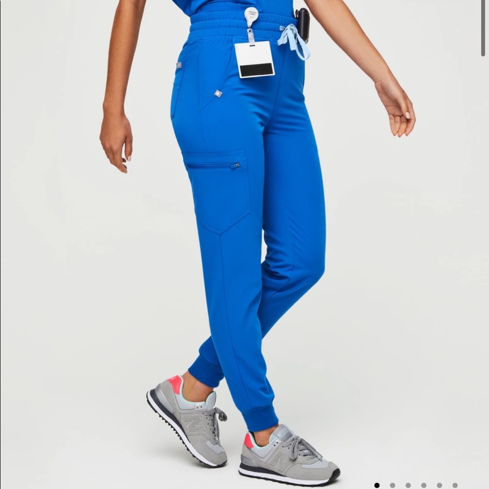 Figs - Zamora High Waisted Scrub Pants in Royal Blue - Size LARGE